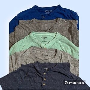 Lot of 5 short sleeve mens Henley tees